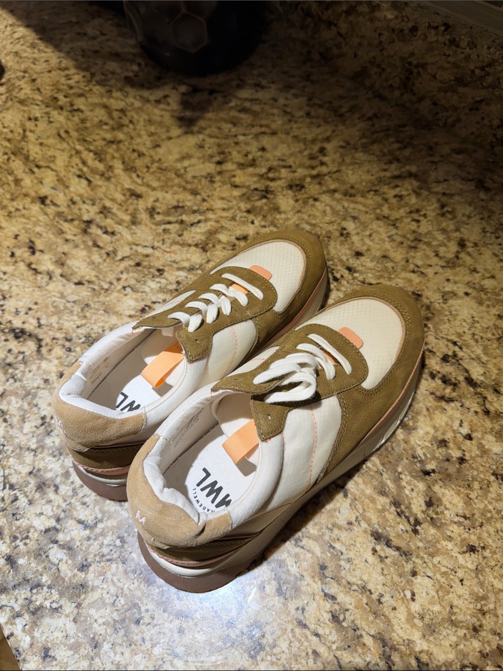 NWOT - Madewell Women’s Casual Runner Sneakers - White, Olive & Pink; Never Worn - Picture 2 of 8